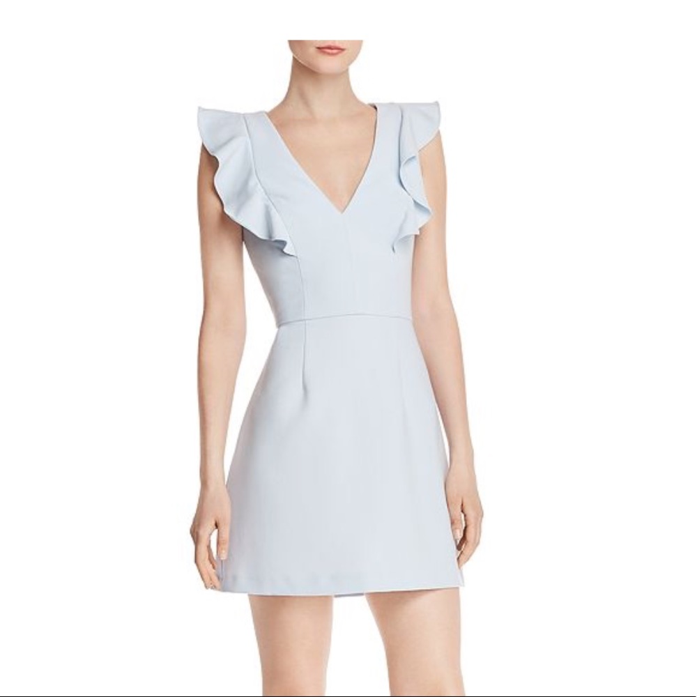 French Connection Whisper Ruffled V-Neck Dress
